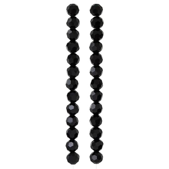12 Pack: Black Glass Faceted Round Beads, 10mm by Bead Landing™